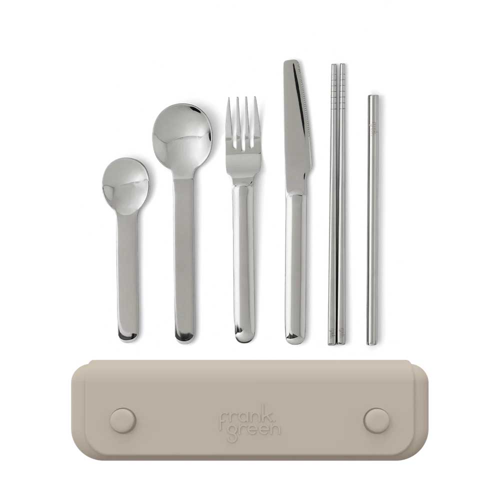 frank green 6 Piece Cutlery Set in Silicone Pouch Moon Dust